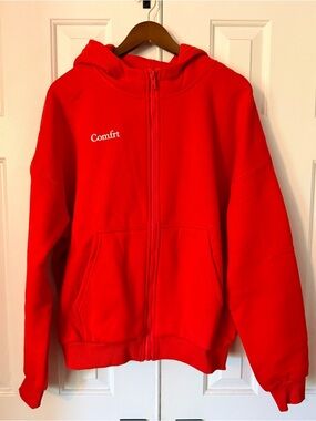 NWT Unisex Crimson Red Zip Hoodie size XSS (fits sizes XSS to Medium)